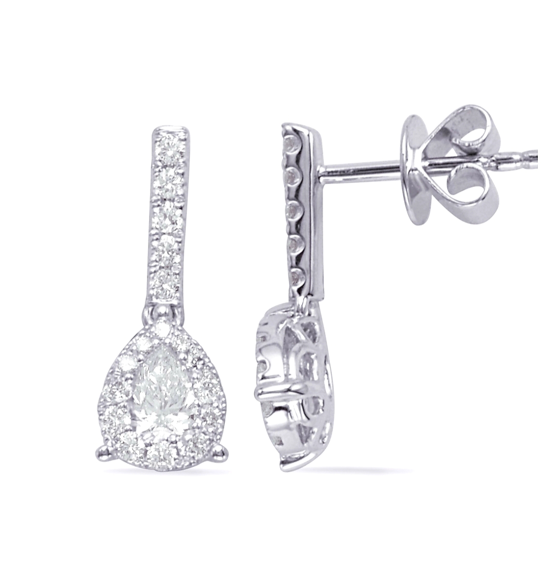 Natural Genuine Natural Baguette Diamonds Dangle .70 carats total weight  Earrings (14kt) - Elliott's Jewelers