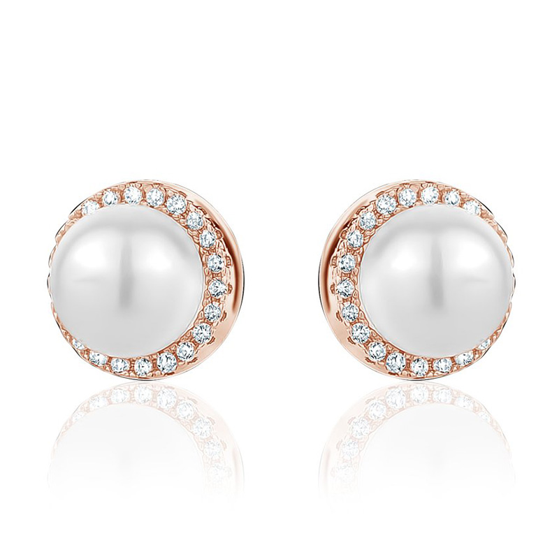 Rose Gold Plated Earrings With Laboratory Made Pearls - Paul Randolph ...