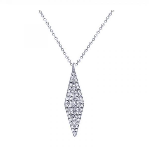 14kt White Gold Lozenge Shape Necklace With 56 Diamonds (0.15ct.tw)