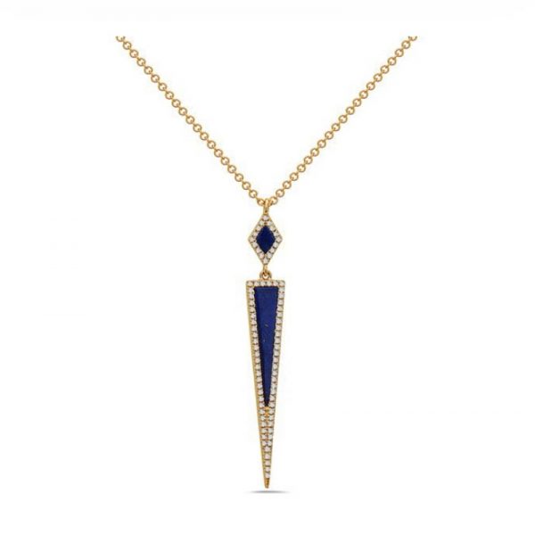14kt Gold Necklace With Lapis Lazuli & 0.17ct.tw Of Diamonds
