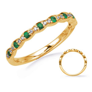 14K Yellow Gold Ring With Diamonds (0.06ct.tw) & Emeralds (0.13ct.tw)