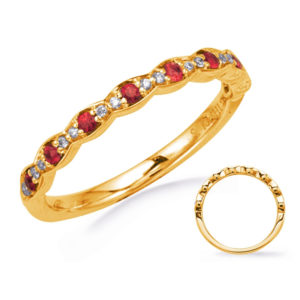 14K Yellow Gold Ring With Rubies (0.17ct.tw) & Diamonds (0.06ct.tw)
