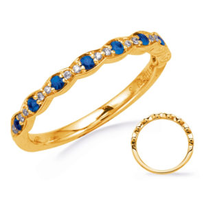14K Yellow Gold Ring With Sapphires (0.16ct.tw) & Diamonds (0.06ct.tw)