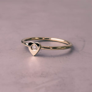 14K Yellow Gold Heart Ring With A 0.15ct Diamond