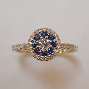 14K Yellow Gold Ring With Sapphires (0.25 ct.tw) & Diamonds (0.38 ct.tw, SI 1 Clarity, G Colour)