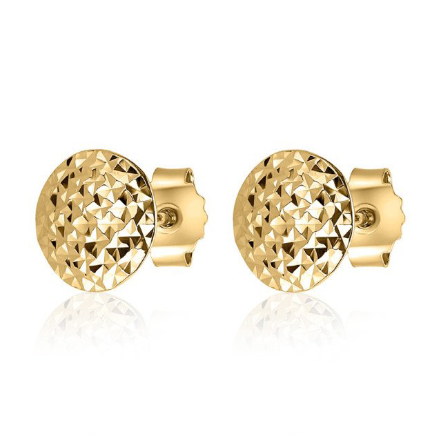 thumbnail image 2 of 925 STERLING SILVER 4/5/6/7/8/9MM ICY CZ GOLD PLATED 3D ROUND STUD EARRING*GE88 2 of 14