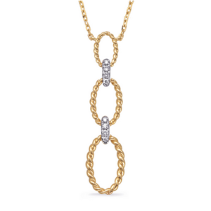 14K Yellow Gold Necklace With Rope Design & Diamonds (0.05 ct.tw)