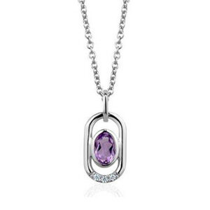 Sterling Silver Necklace With Amethyst