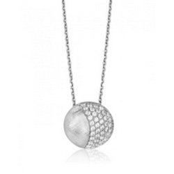 Sterling Silver Matte Finish Necklace With Cubic Zirconia