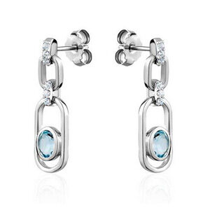 Sterling Silver Sky Blue Topaz Earrings With Cubic Zirconia
