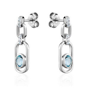 Sterling Silver Sky Blue Topaz Earrings With Cubic Zirconia