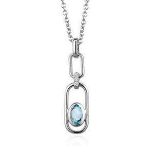 Sterling Silver Sky Blue Topaz Necklace With Cubic Zirconia