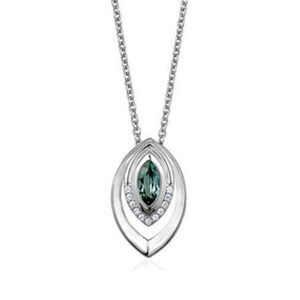 Sterling Silver Necklace Synthetic Green Spinel & Cubic Zirconia